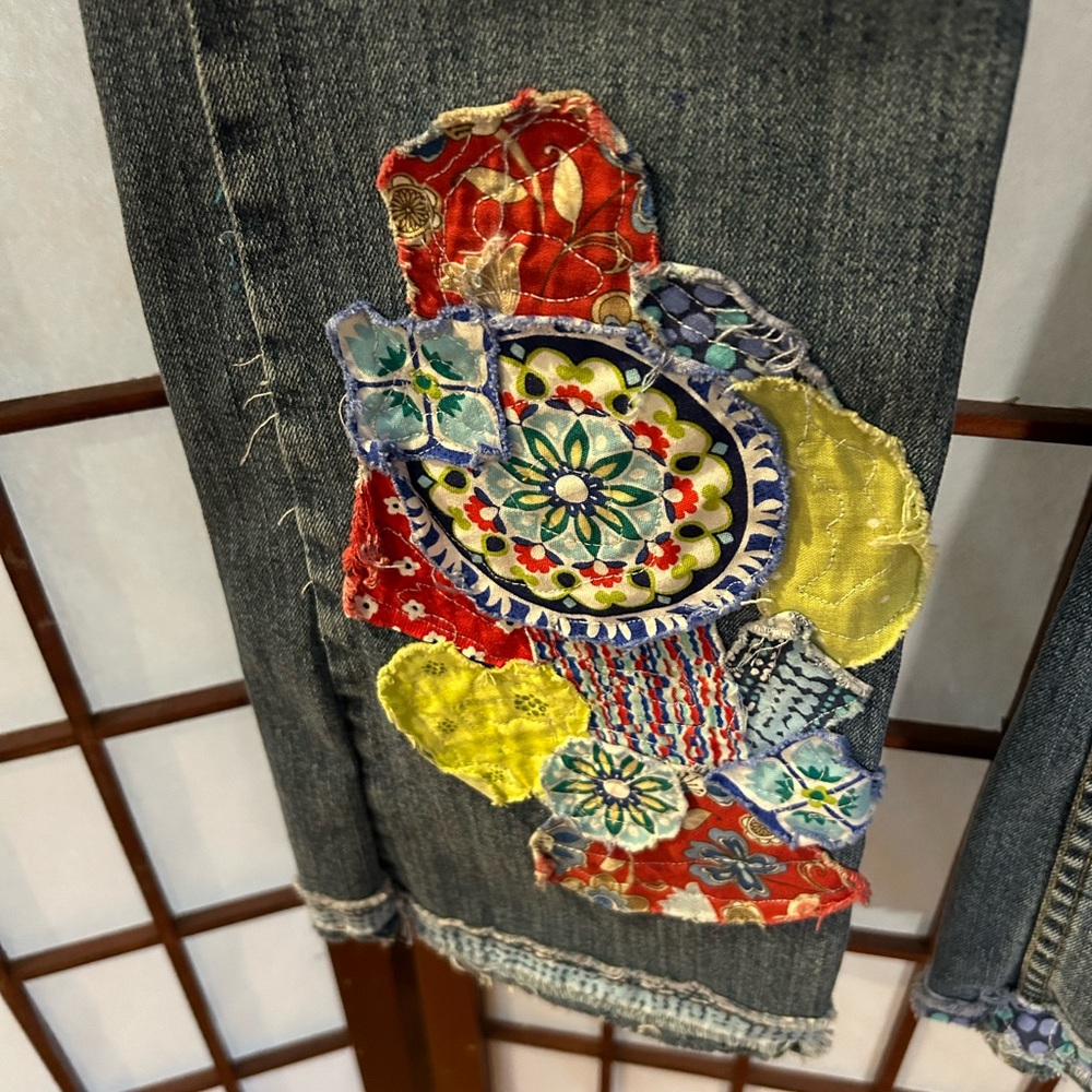 Old Navy Flare Jeans with Colorful Patchwork